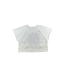 Free People Movement Short Sleeve Open Back Sweatshirt White Happiness Fitness M
