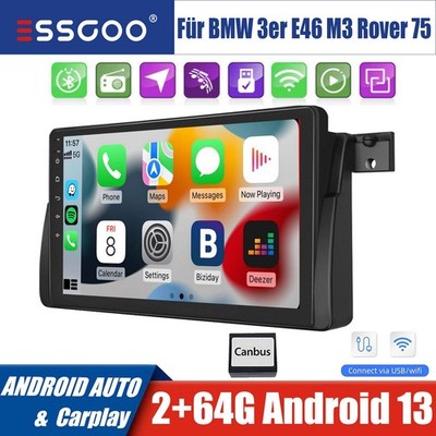 9'' 64G Android 14 Autoradio GPS Carplay RDS Für BMW 3er E46 318 320 325 M3 MG ZT