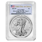2021-W Reverse Proof $1 Type 1 American Silver Eagle PCGS PR70 FDOI Flag Label