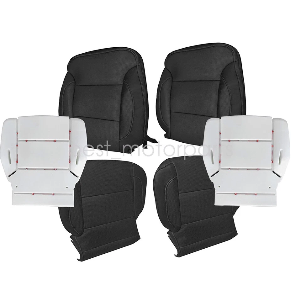 Front PERFORATED Leather Seat Cover Black Foam Pad For 15-19 GMC Sierra Yukon Foto 3 de 4