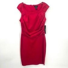 NEW vintage y2k Roulette gathered cocktail party sheath knee length dress red 8