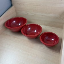 Pottery Barn Kids Red Melamine Nesting Mixing Bowl Set of 3 Solid/Plain Pattern