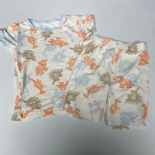 Milkberry Pajamas Kids 4T Dinosaur Bamboo Rayon Short Sleeve Set White Orange