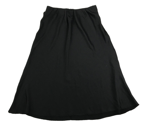 Crossroads Skirt Black Size 14 Flare Bias Cut Lightweight Satin Midi Pull On