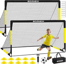 Soccer Goal Set -2 sets of 7x5 / 6x4 ft children's soccer net training equipment