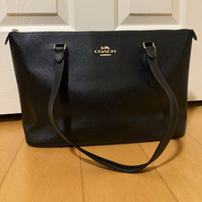 Coach Womens Black Pebbled Tote Top Zip Shoul...