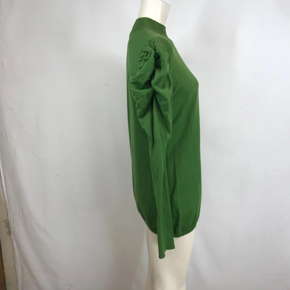 Suéter de mujer caballete verde cuello falso manga abullonada L Foto 4 de 4