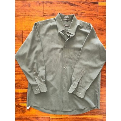 ARROW Mens Button Down Shirt Long Sleeve Green Button Up Size 16 16.5 32 33 L