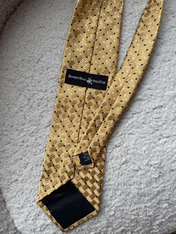 Gravata masculina Beverly Hill polo club seda dourada - Imagem 2 de 3