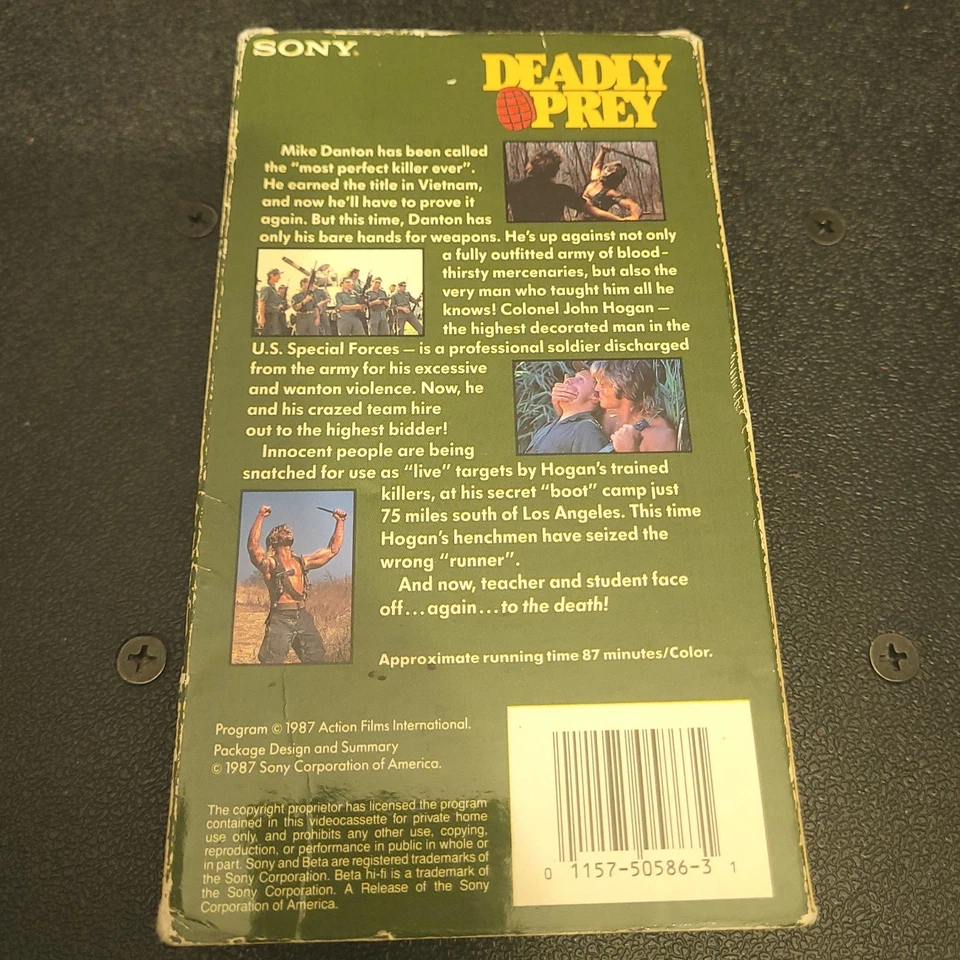 Deadly Prey VHS Tape 1987 Action War Slasher Ted Prior David Prior RARE - Image 2 of 3