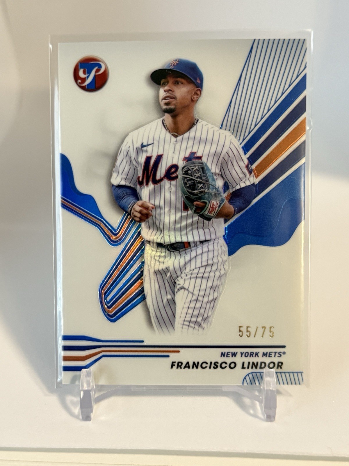 FRANCISCO LINDOR 2024 TOPPS PRISTINE BLUE REFRACTOR METS /75