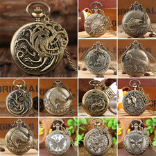 Antique Animal Themed Pocket Watch with Pendant Charm Quartz Movement Watches