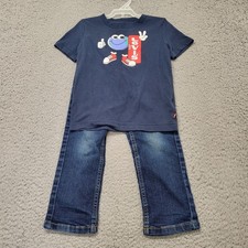 Levi's 2pc T-Shirt Jeans Boy's Size 4T Outfit Denim Short Sleeve Navy Blue