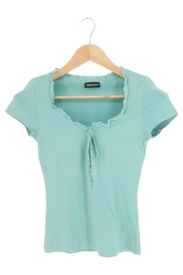 Flashlights Damen T-Shirt Blau Gr. 32/XXS Casual Rüschen Kurzarm