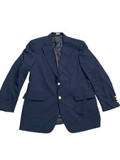346 Brooks Brothers Blazer Sport Coat Mens 40R Solid Blue Wool Gold Buttons