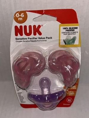 NUK SENSITIVE PACIFIER 3 Pack PINK PURPLE 0-6 Months BP3