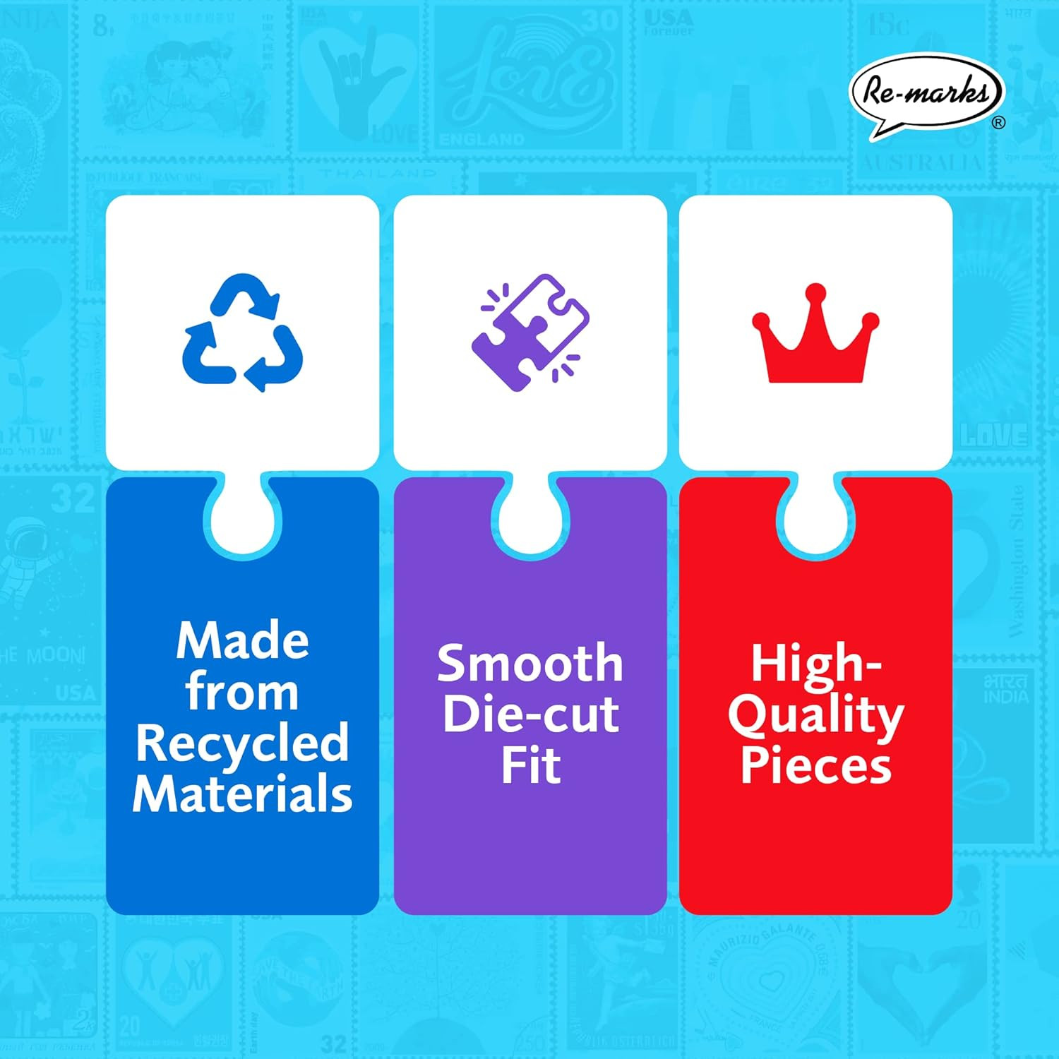 Re-Marks Love Letters Stamps Collage Puzzle, 1000 Piece Puzzle for All Ages