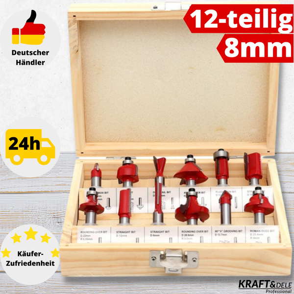 FräSersatz 8Mm OberfräSe HolzfräSer Set FräSer NutfräSer AbrundfräSer Koffer-image