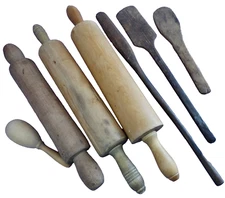 Primitive Wood LOT Rolling Pins Paddles Sock Darner Farmhouse Decor Vintage