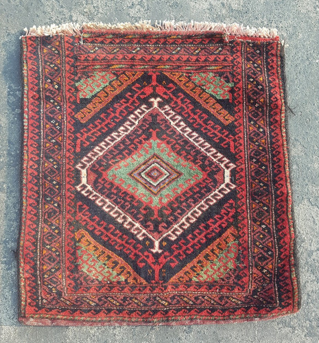 Vintage Hand Made Traditional Rug Oriental Wool Multicolor Carpet 68x65 cm