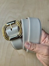 VTG Liz Claiborne Belt Women's L White Leather Full Grain Leather 29-35" Waist