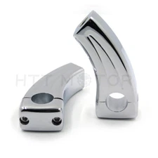 Pair 3.5 " Tall Black 25mm 1" Handlebar Risers Pull Back Risrer Bar Chrome