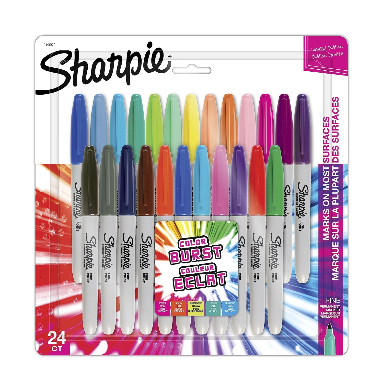 SHARPIE Color Burst Permanent Markers, Fine Point, Assorted,