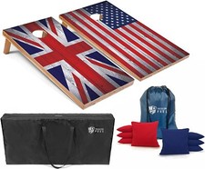 Set of 4'x2' British/American Flag Cornhole Boards With 8 Cornhole Bags