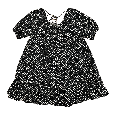 taylor black tie back mini dress Ann Size M Polka Dot Blue White Flounce Shift NWOT Quantity:160