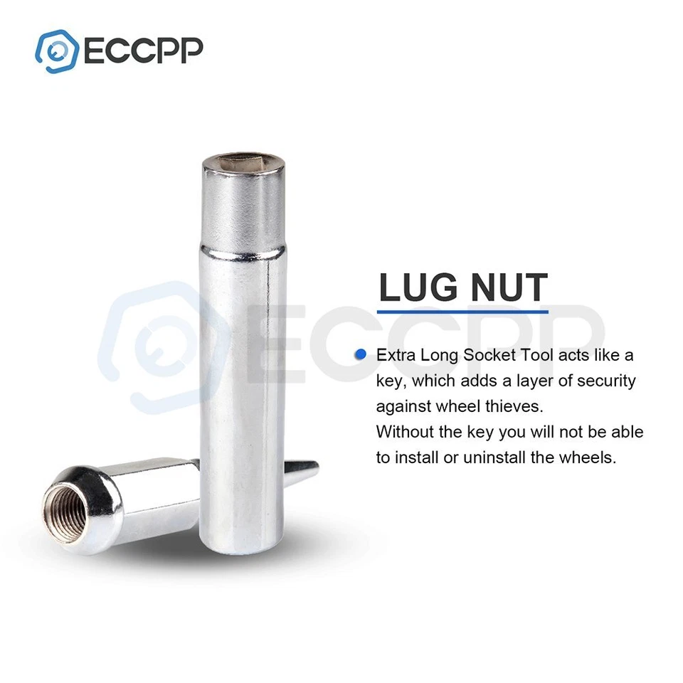 24 Pcs Chrome M14x1.5 Spike Lug Nuts +1 Key For Toyota Tundra Ford Chevrolet Foto 4 de 4