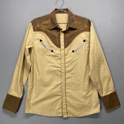 Coofandy Western Shirt Mens Small Brown Rodeo Embroidered Lightweight  Button Up | eBay