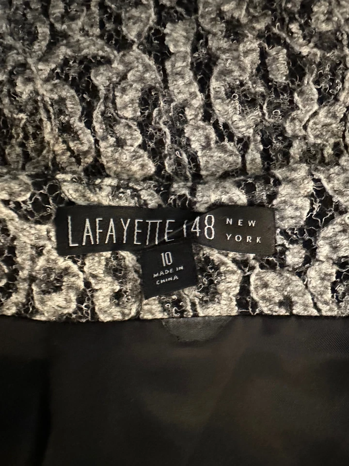 LAFAYETTE 148 New York Falda Lápiz Mezcla Algodón Texturizado Negra Para Mujer 10 Foto 3 de 4