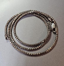 925 Sterling Silver Italy Chain Necklace Diamond Pattern 18in- 10g- Tested- S90