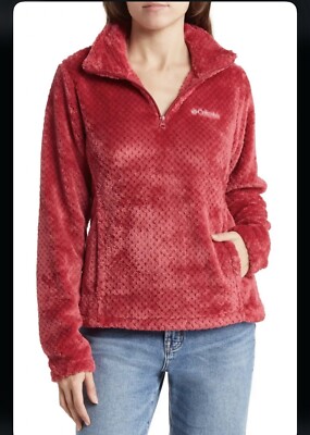 NWT COLUMBIA Beech Forest 1/4 Zip Womens Medium Soft Fleece Red