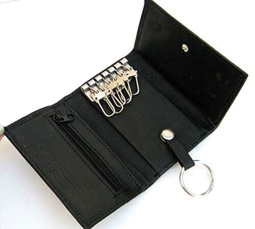 MEN'S GENUINE LEATHER KeyChain Wallet Coin Holder Case Key Coin Zip US SELLER - Picture 1 of 23