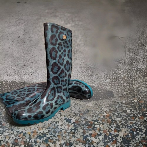 900$ Dolce & Gabbana Women's Turquoise Rubber Rain Boots With Logo Sz:US 10/41EU - Picture 6 of 15