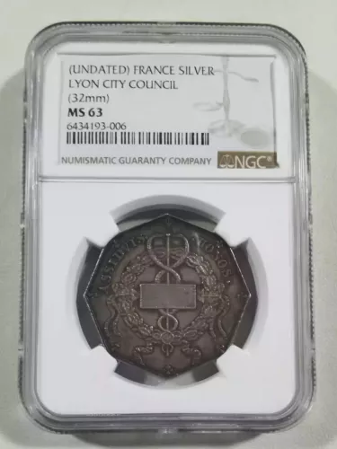 France Lyon city council silver medal ngc ms63