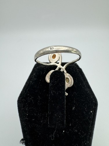 Baltic Amber Tri Color Stone Sterling Silver .925 Crawler Leaf Vine Ring Size 8 - Picture 4 of 6