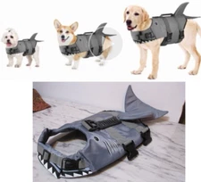Dog S Life Jacket Swim Safety Vest Water Flotation Device Preserver Gray Shark F
