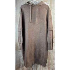 Caara Womens Sweater Dress Sz Medium Brown Tan Knit Pullover Stretch Wool Blend
