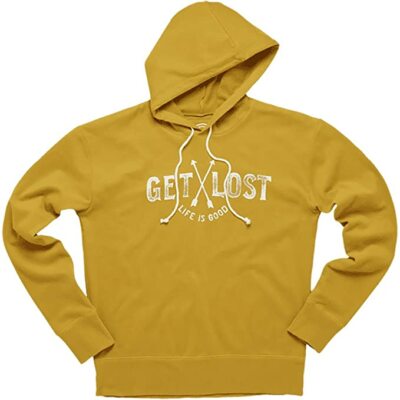 Medium NWT Men's Life is Good Get Lost Arrows Gold LS Pullover