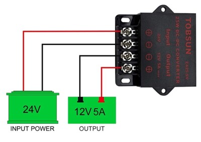 Power Converter DC 24V to DC 12V 5A 60W Voltage Regulator Step Down Buck Reducer
