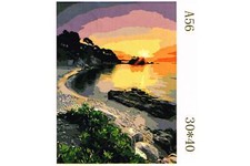 Meeresbucht im Sonnenuntergang Malen nach Zahlen 18 Acrylfarben 30 x 40 cm A56