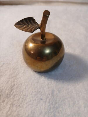 Brass Apple Shaped Bell with Stem & Leaf Vintage