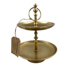 Luxus 2-stöckige Etagere Gold Aluminium Guss Servierplatte Deko Vintage