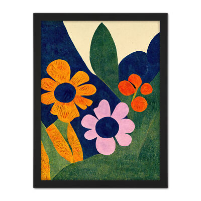 Abstract Bright Matisse Style Flowers Framed Wall Art Picture Print 18X24