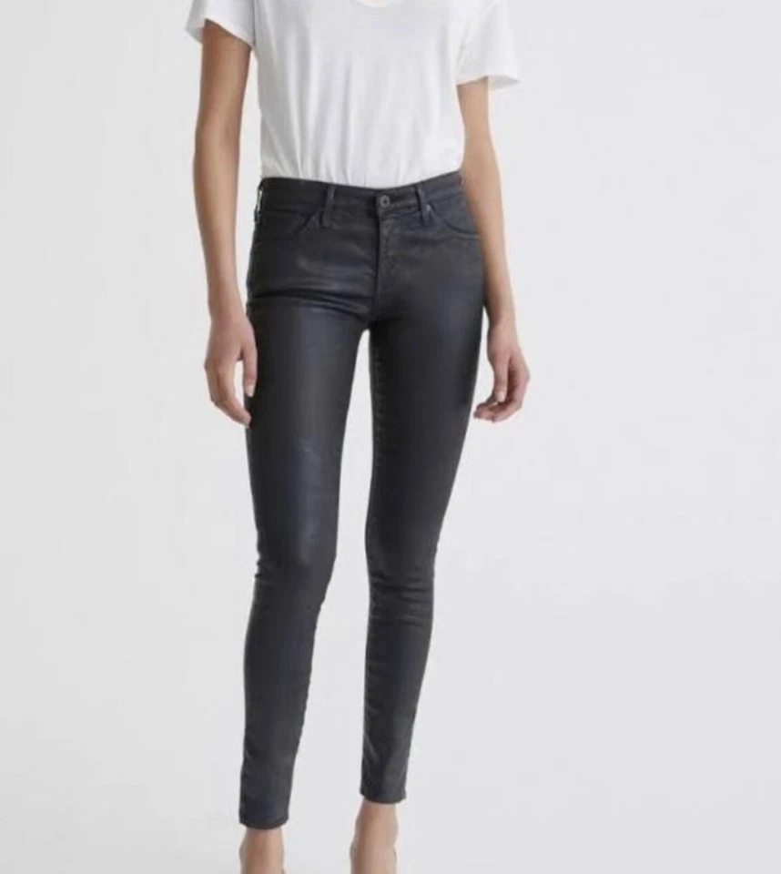 Calça jeans AG ADRIANO GOLDSCHMIED preta revestida The Absolute extrema skinny 26R - Imagem 3 de 4