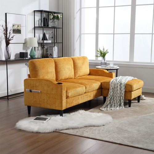 L-Shaped Sectional Sofa Couch 3-Seater Sofa w/ Storage Ottoman Living Room Sofa - Picture 51 of 118