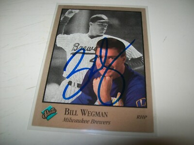 1992 LEAF STUDIO BILL WEGMAN AUTOGRAPH SIGNED AUTO #199 MILWAUKEE BREWERS