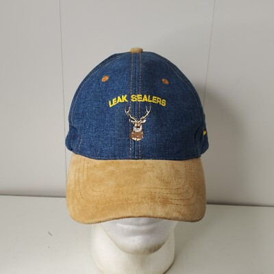 VTG Leak Sealers Embroidered Deer Buck Turkey Patriot Denim Hat Baseball Cap